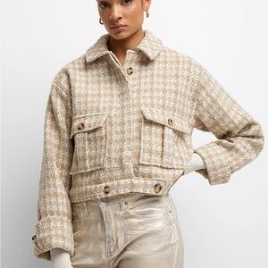Chic Beige Tweed Women's Jacket